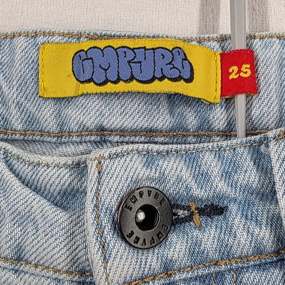 Empyre Kids Baggy Skate Jeans Light Wash Denim Size 25 Adjustable Streetwear